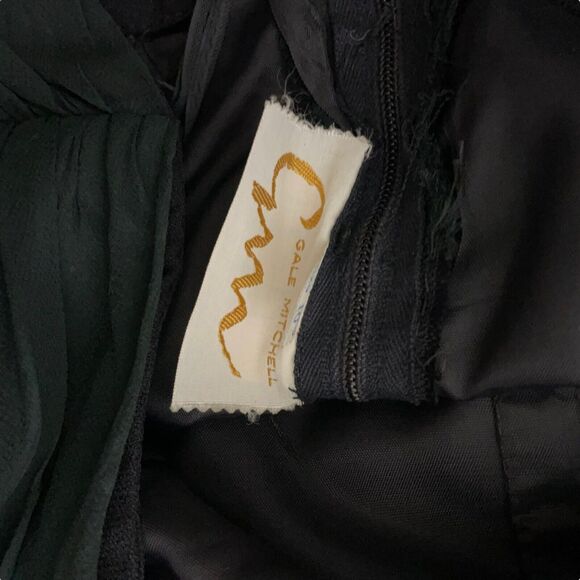 Vintage Gale Mitchell Designer 90's Black One Shoulder Dress w/ 100% Silk Sash - Picture 8 of 10